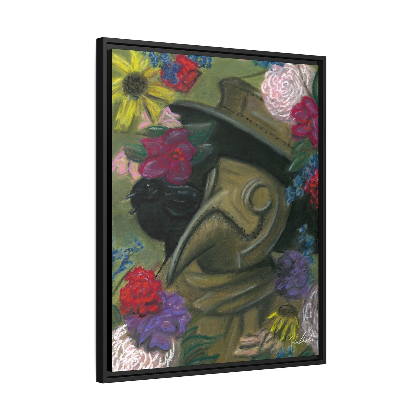 Plague Doctor and Raven Framed Wall Art