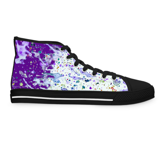 Purple Color Splash Unisex Classic High Top Sneakers