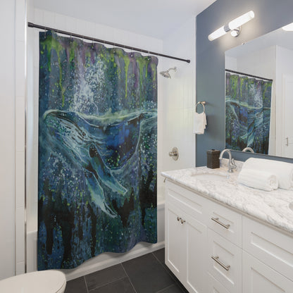 Whale Dream Shower Curtain — Ocean Art Nautical Bathroom Décor