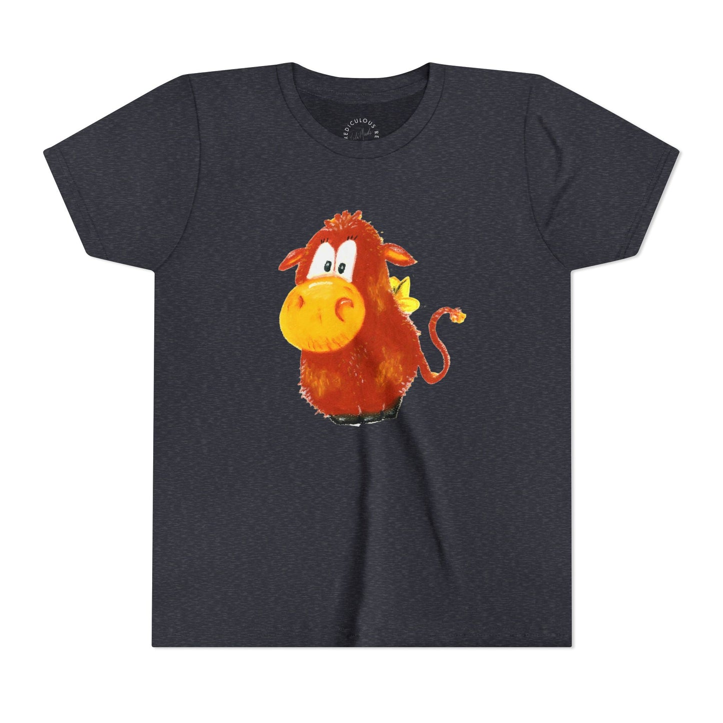 Cute Cartoon Cow Kids T-Shirt — Playful Red Cow Graphic Youth Tee