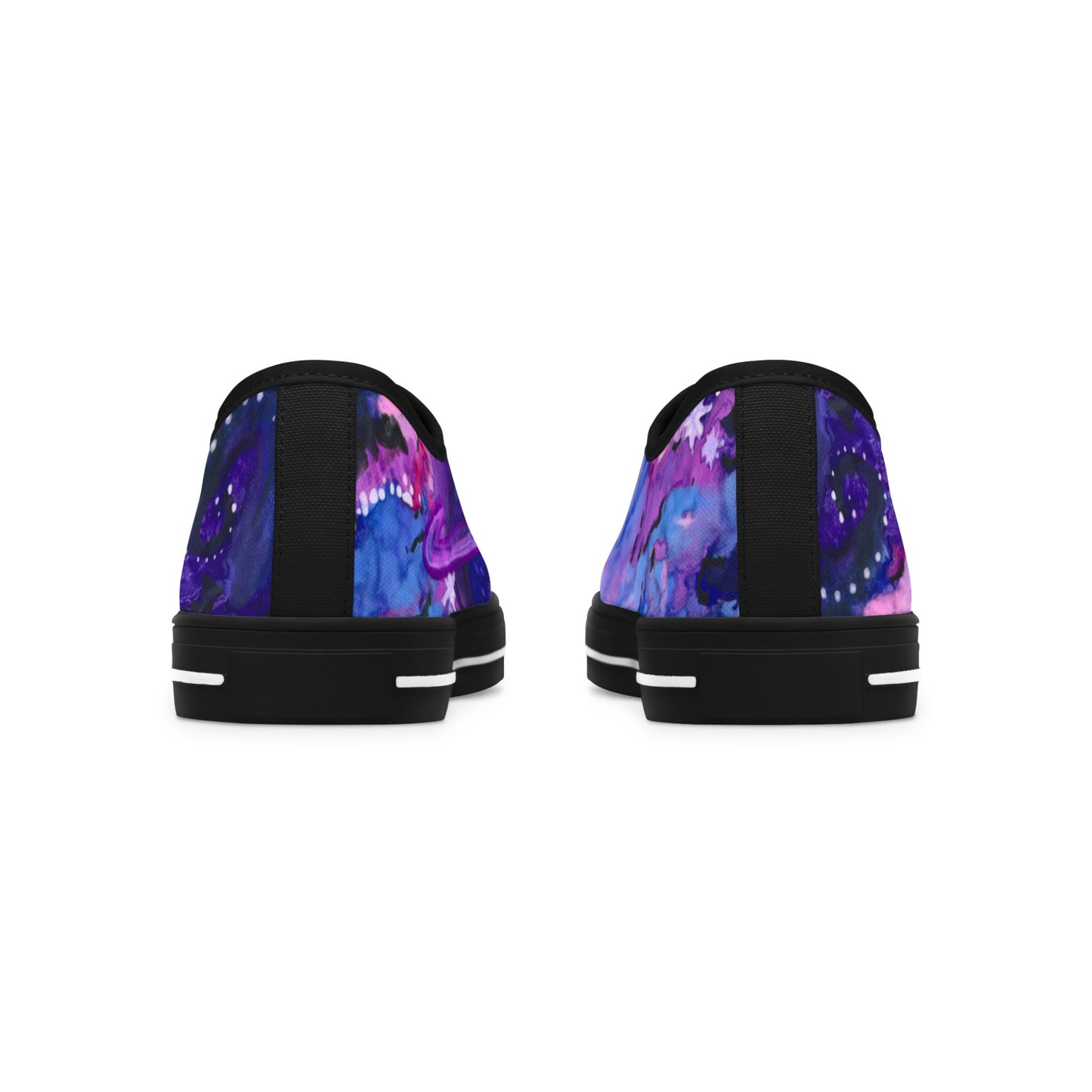 Purple Galaxy Women's Low Top Sneakers — Abstract Tie-Dye Cosmic Design