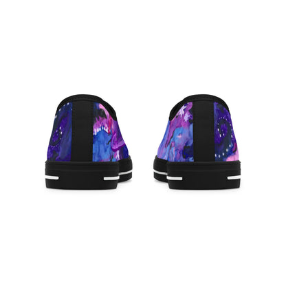 Purple Galaxy Women's Low Top Sneakers — Abstract Tie-Dye Cosmic Design