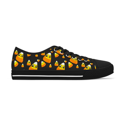 Candy Corn Pattern Women's Low Top Sneakers — Cute Halloween Candy Corn Shoes