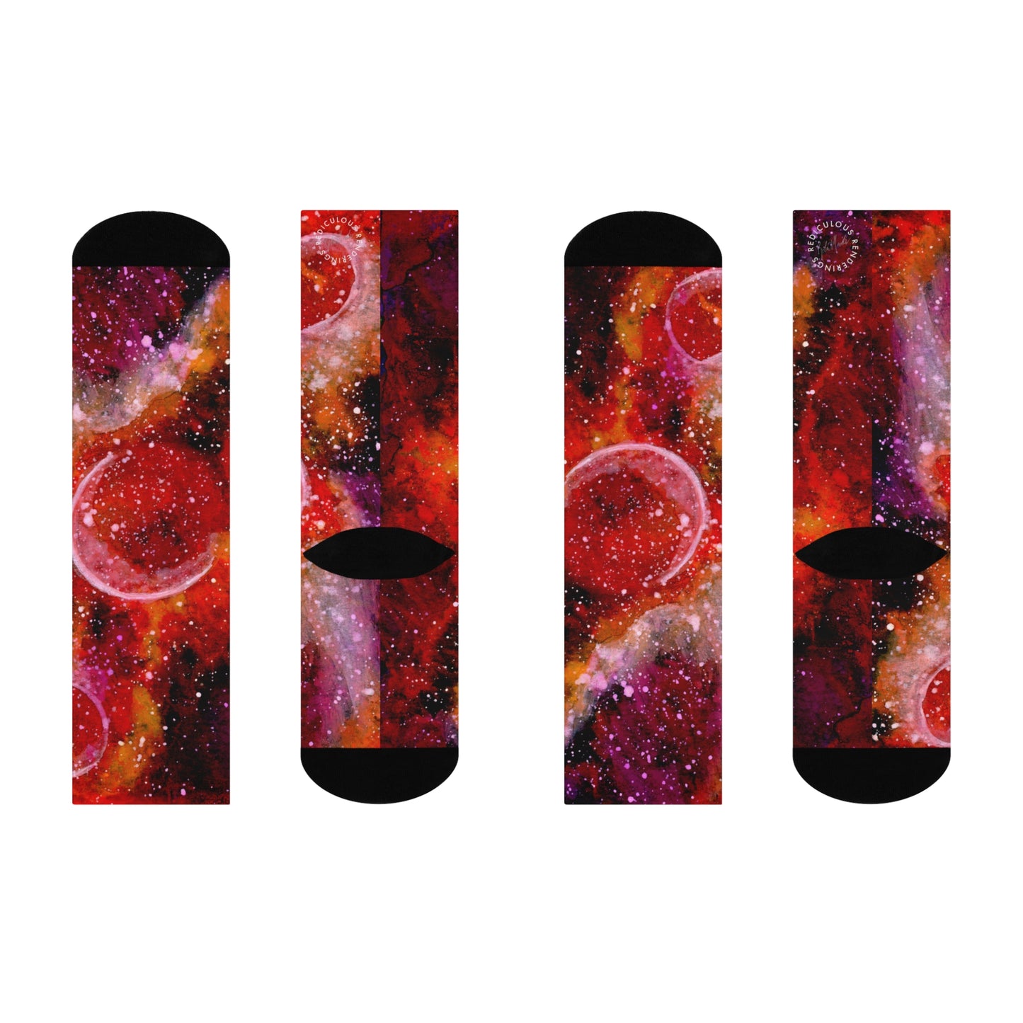 Orange Moons Galaxy Cushioned Crew Socks