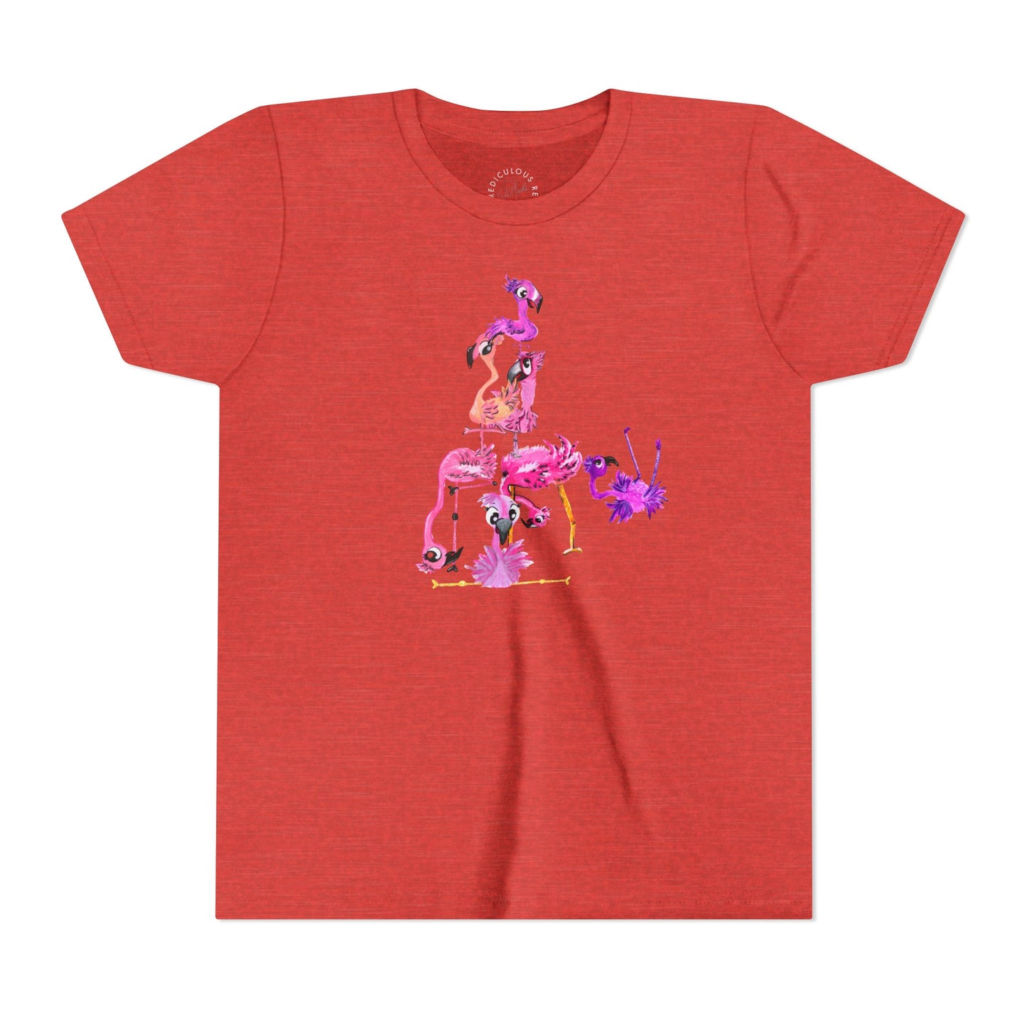 Youth Tee — Watercolor Pink Flamingo Stack Kids T-Shirt