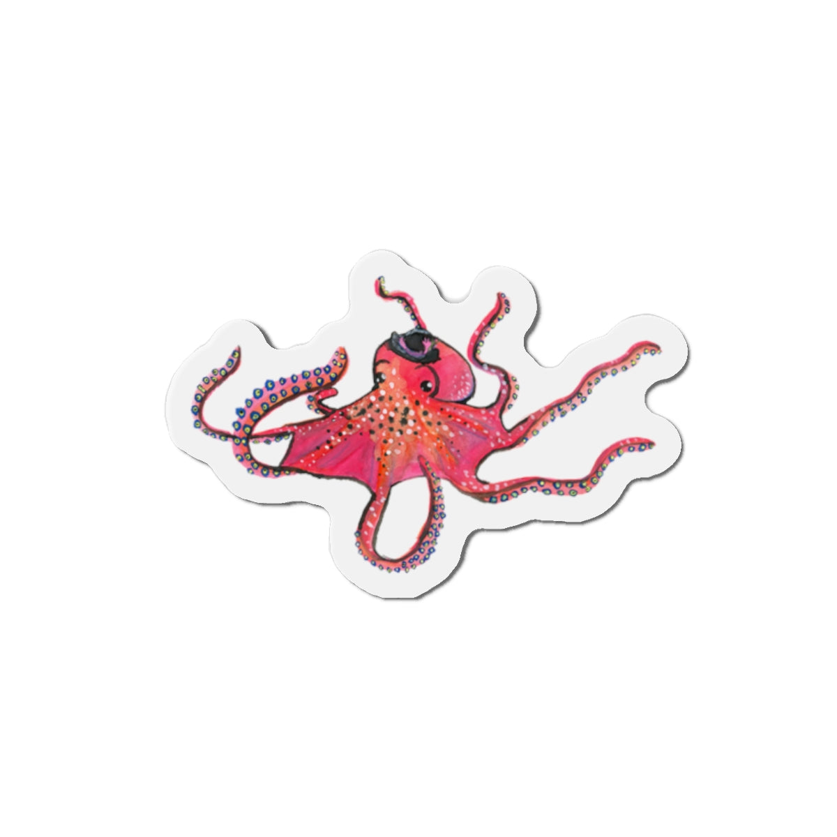 Red Octopus Die-Cut Magnets