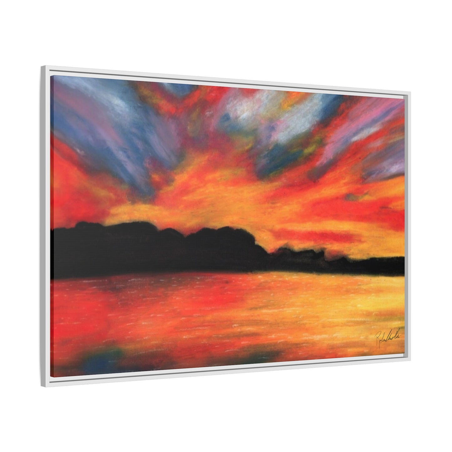 Sunset Over The Lake Framed Wall Art