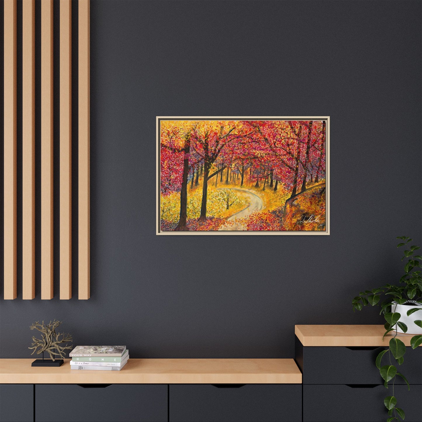 Vibrant Fall Forest Framed Wall Art