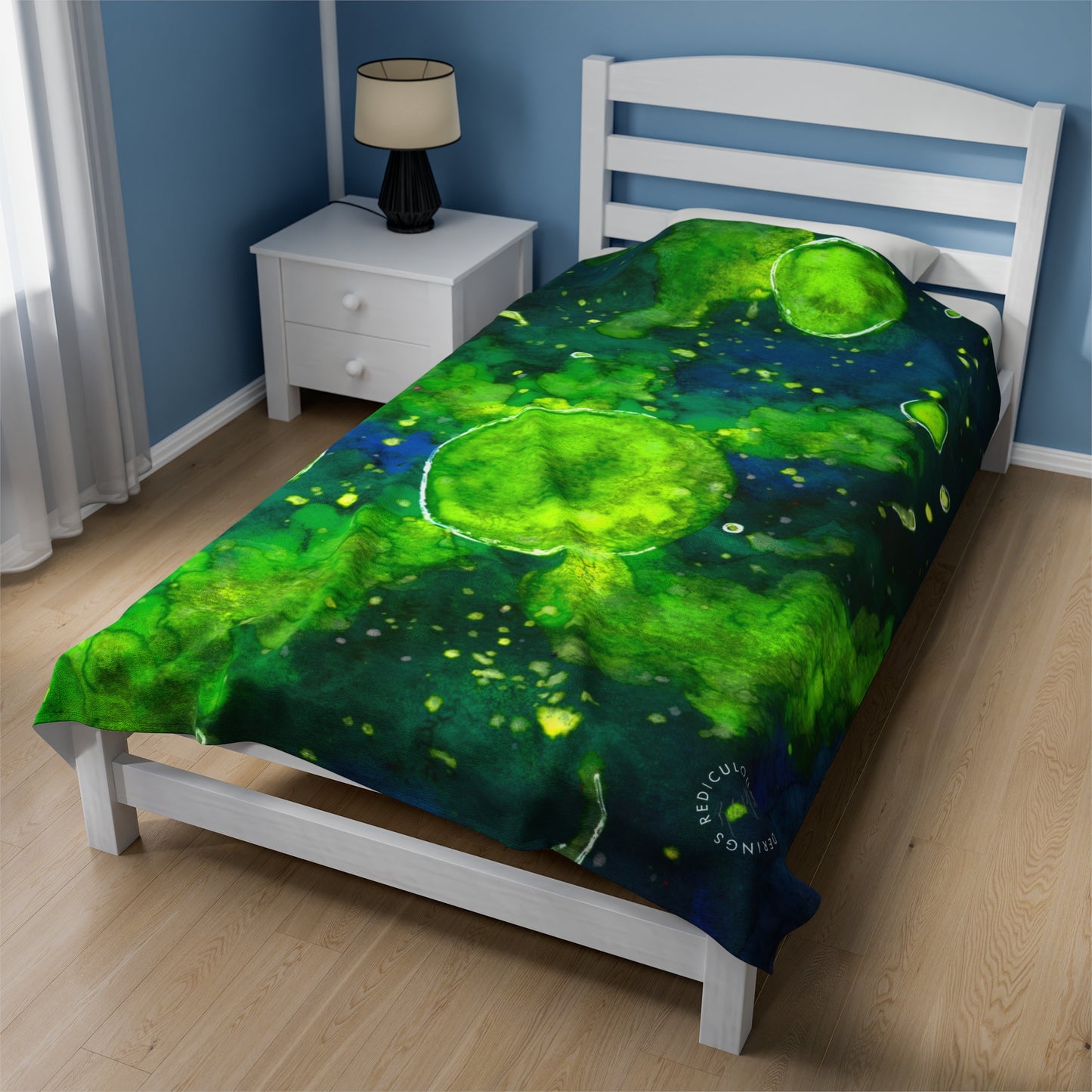 Green Galaxy Velveteen Plush Blanket