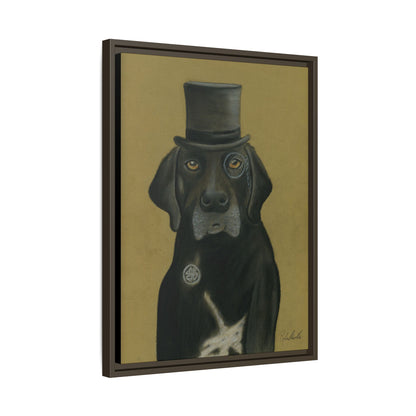 Black Lab Dog in Top Hat Framed Wall Art