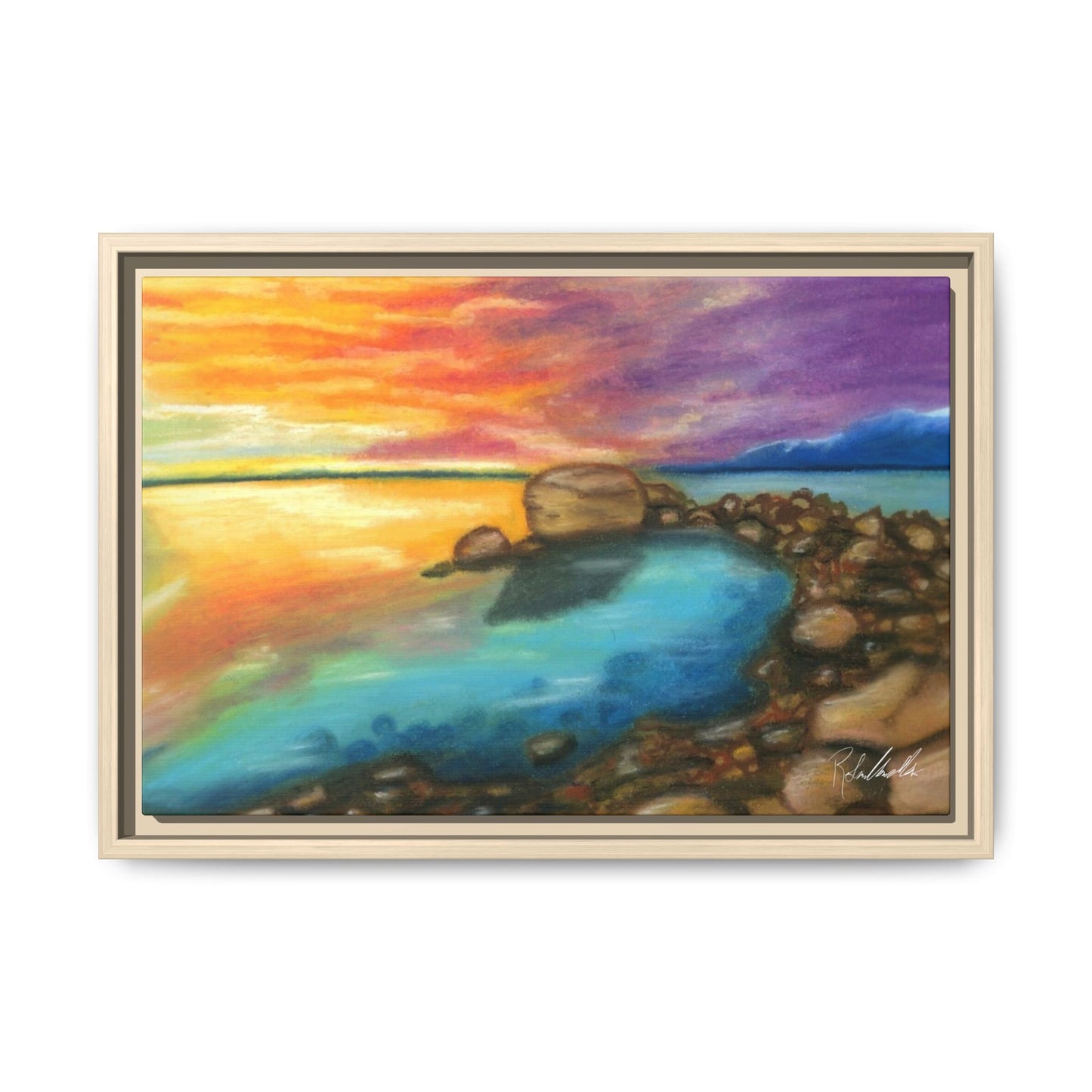 Sunset Ocean Beach Framed Wall Art