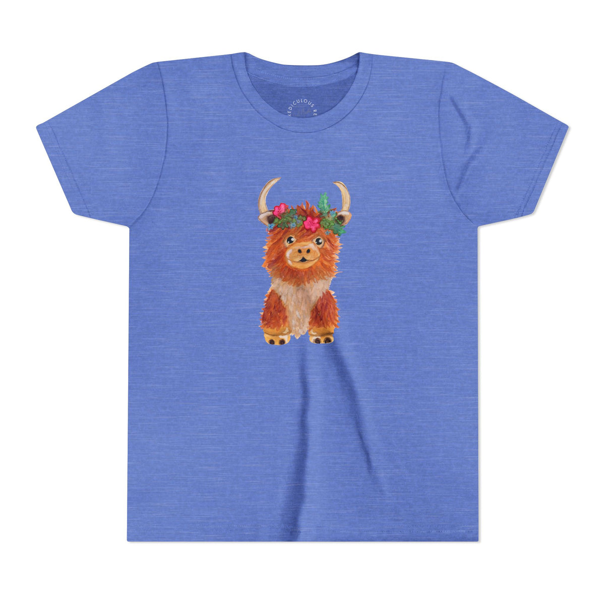 Kids Highland Cow Floral Crown Tee