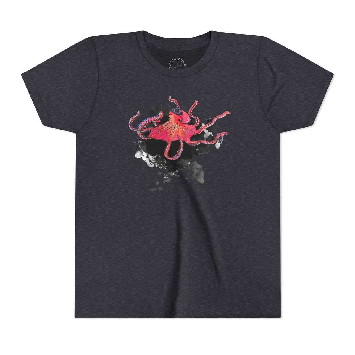 Youth Tee — Red Octopus Splash Graphic Shirt