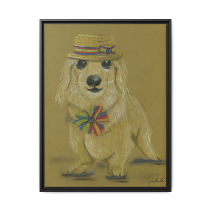 Weiner Dog in Hat Framed Wall Art