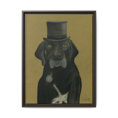 Black Lab Dog in Top Hat Framed Wall Art
