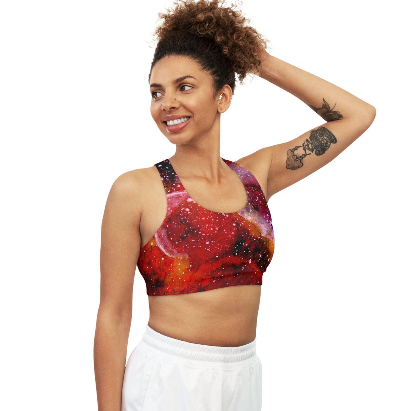 Orange Moons Galaxy Seamless Sports Bra (AOP)