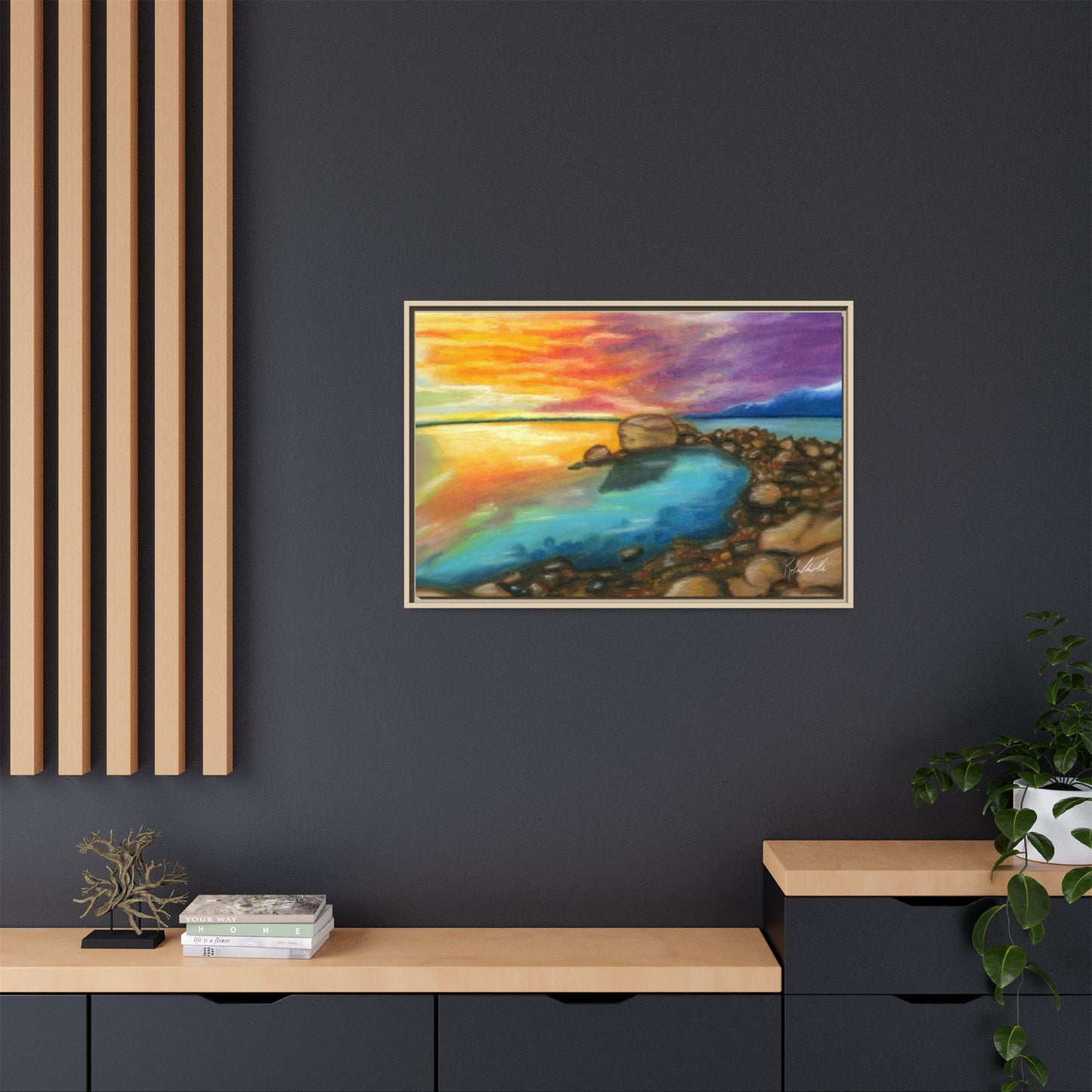 Sunset Ocean Beach Framed Wall Art