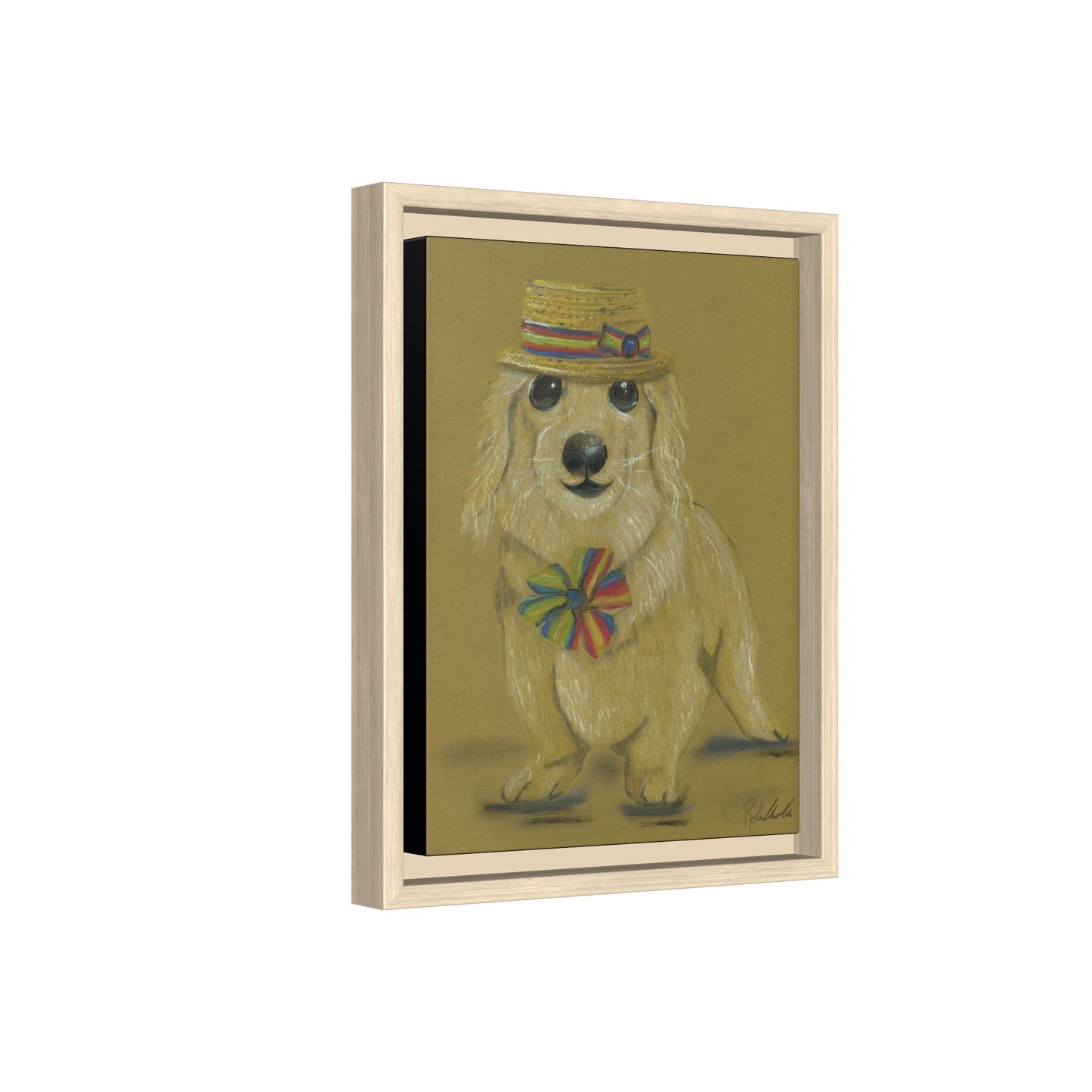 Weiner Dog in Hat Framed Wall Art