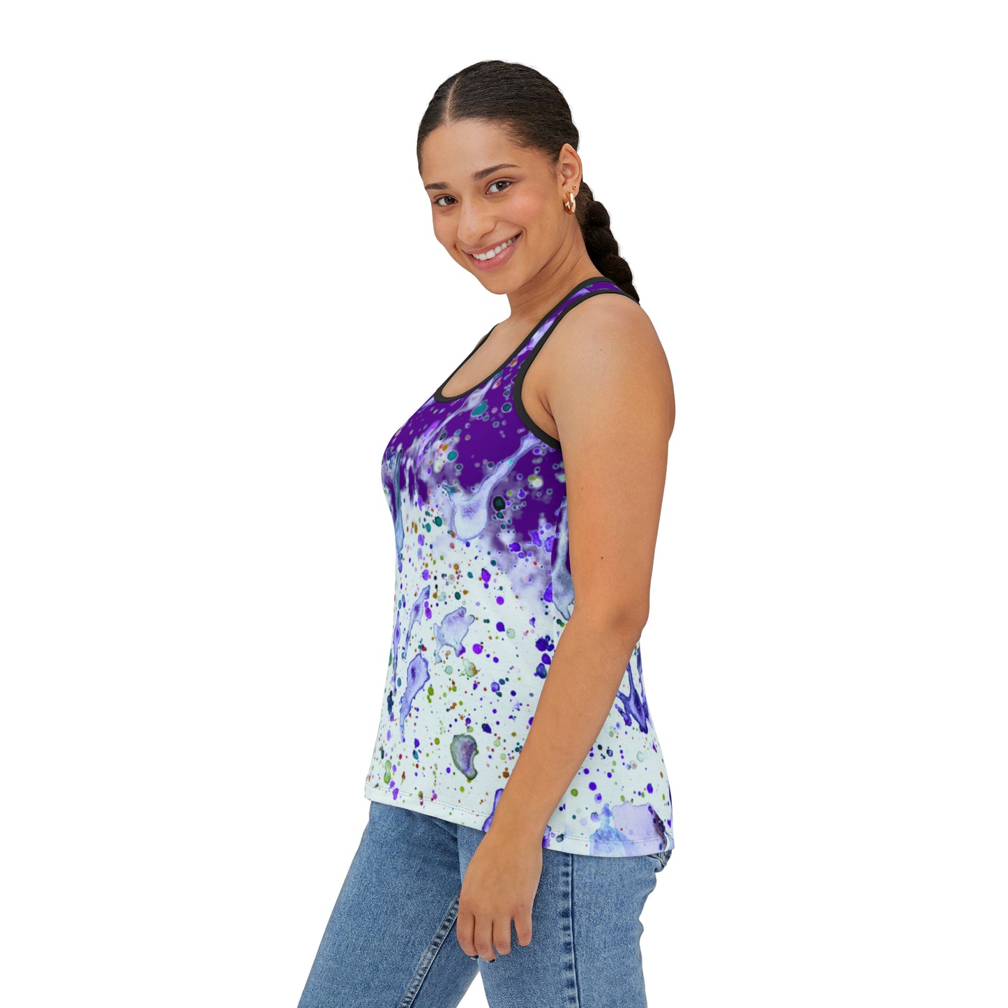Purple Color Splash Women's Tank Top (AOP)
