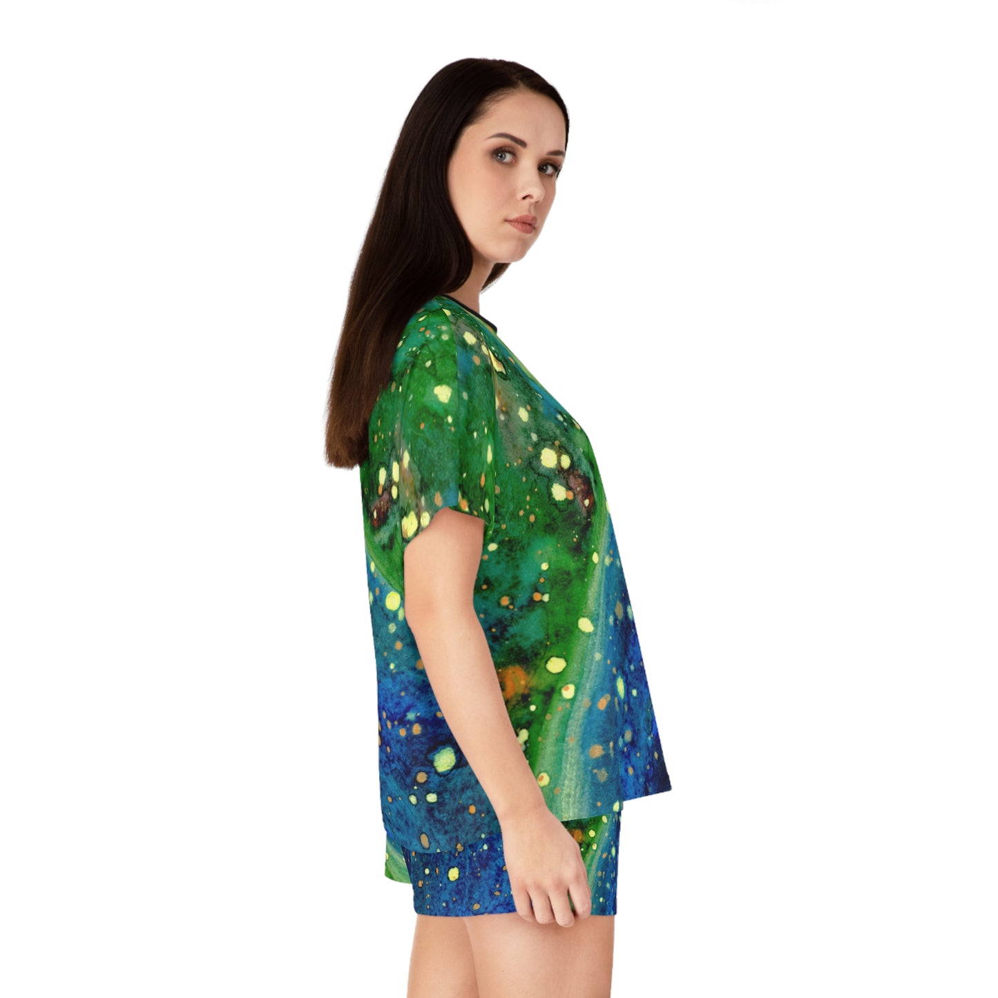 Blue Planet Galaxy Women's Short Pajama Set (AOP)