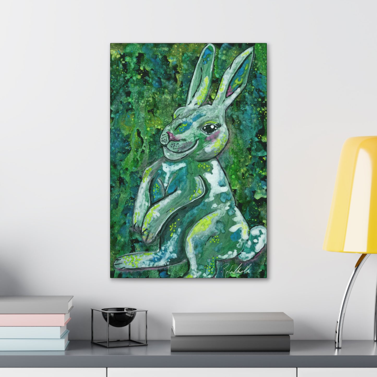 Green Rabbit Canvas Gallery Wraps