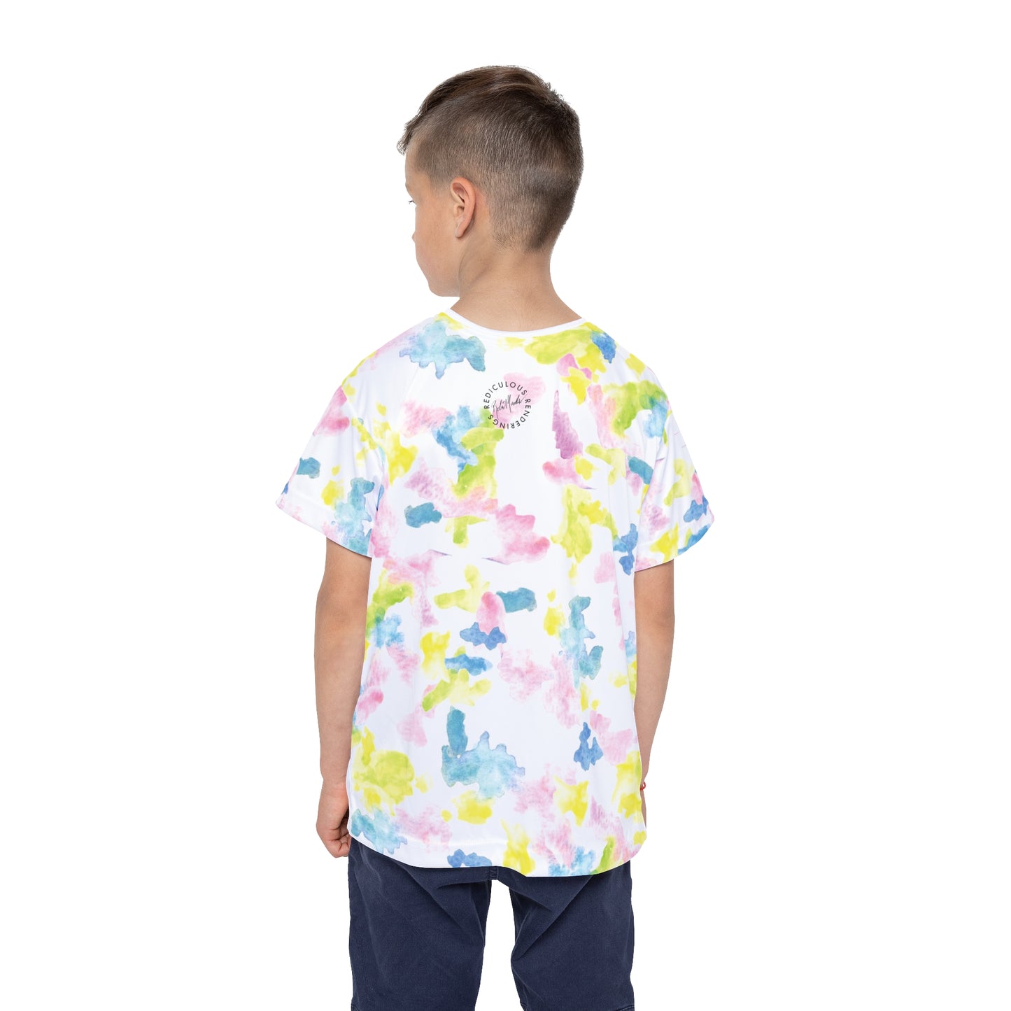 Kids Jersey — Watercolor Tie-Dye Dachshund Crew with 'Good Vibes'