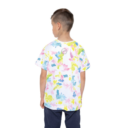 Kids Jersey — Watercolor Tie-Dye Dachshund Crew with 'Good Vibes'