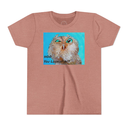 Youth Owl Tee "Hoo You Looking At?" - Cute Kids Graphic T-Shirt