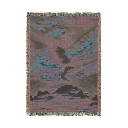 Scenic Woven Throw Blanket — Abstract River Landscape Tapestry
