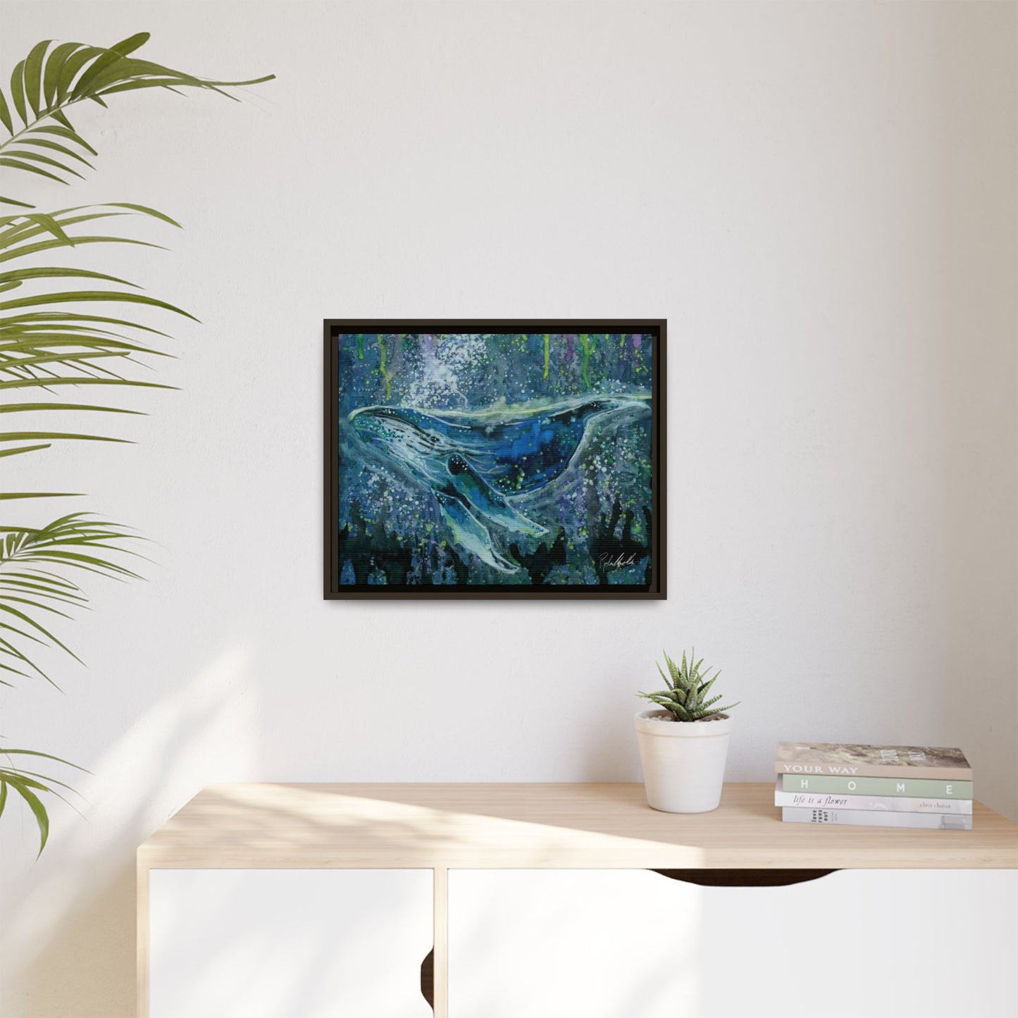 Watercolor Whale Framed Wall Art