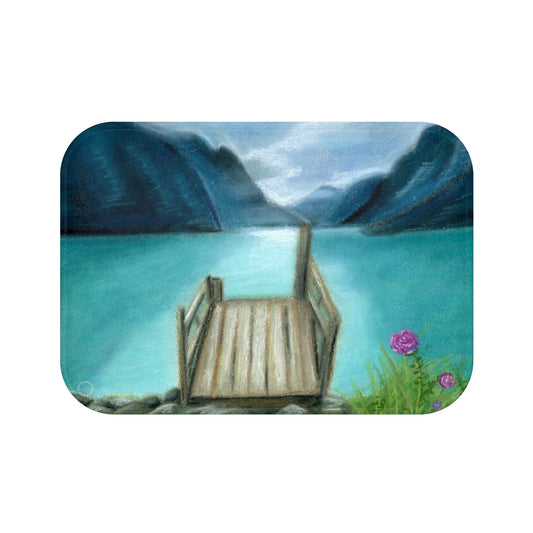 Misty Lake Morning Bath Mat