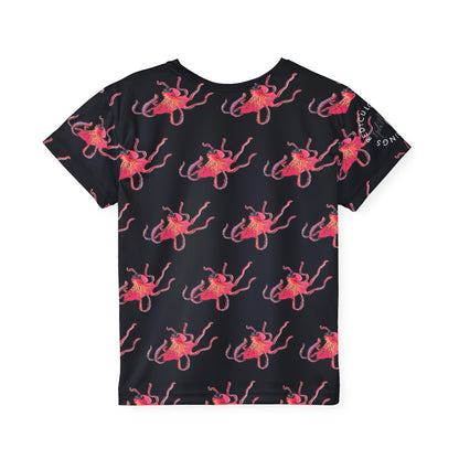 Kids Octopus Sports Jersey — Bright Red Octopus All-Over Print