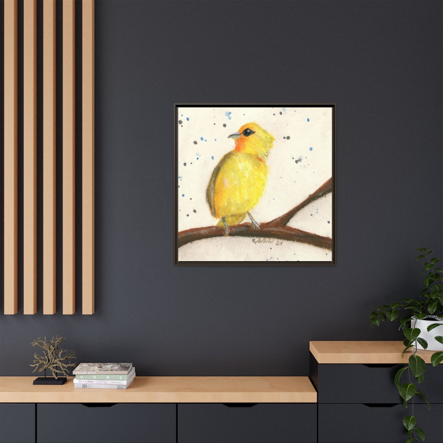 Yellow Canary Bird Framed Wall Art