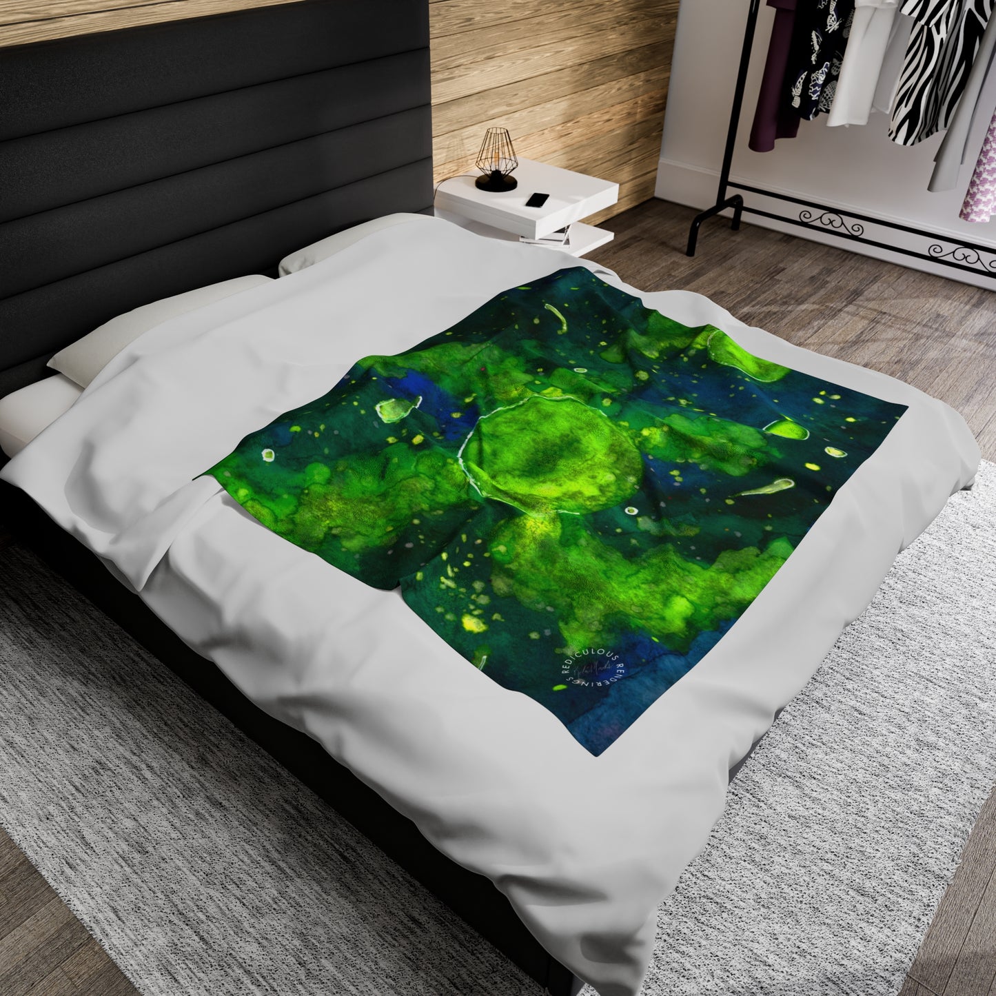 Green Galaxy Velveteen Plush Blanket