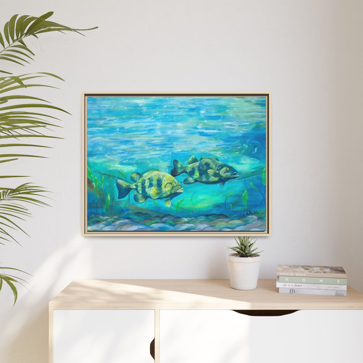 Framed Matte Canvas - Underwater Fish Scene