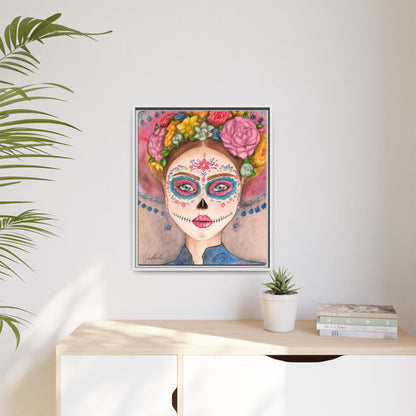 Day of the Dead Skull Woman Framed Wall Art