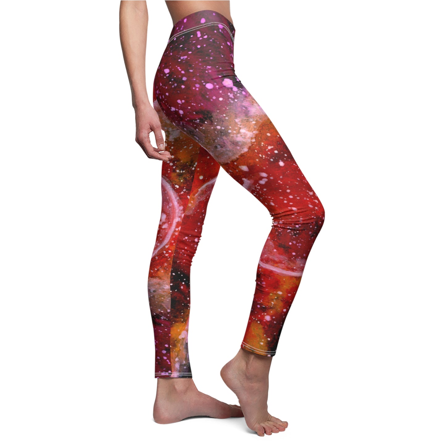 Orange Moons Galaxy Women's Cut & Sew Casual Leggings (AOP)