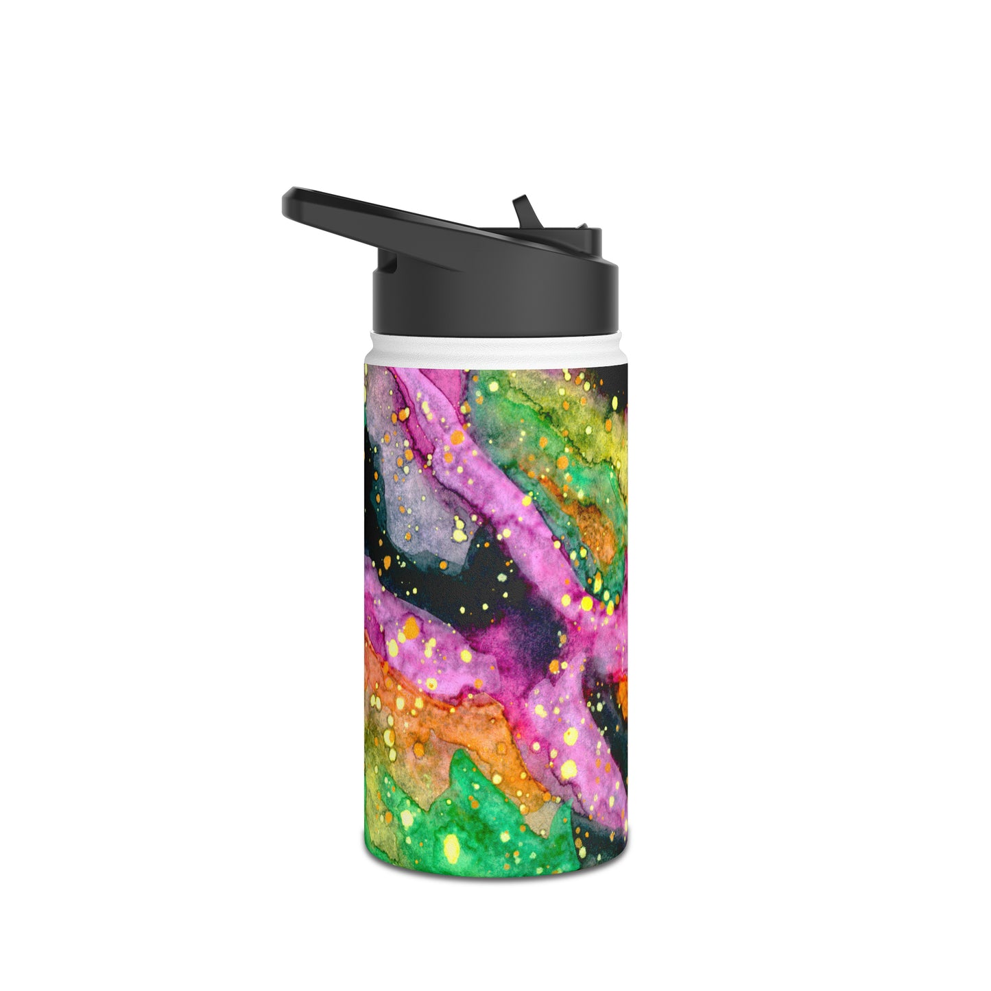 Neon Galaxy Stainless Steel Water Bottle, Standard Lid