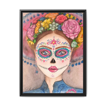 Day of the Dead Skull Woman Framed Wall Art