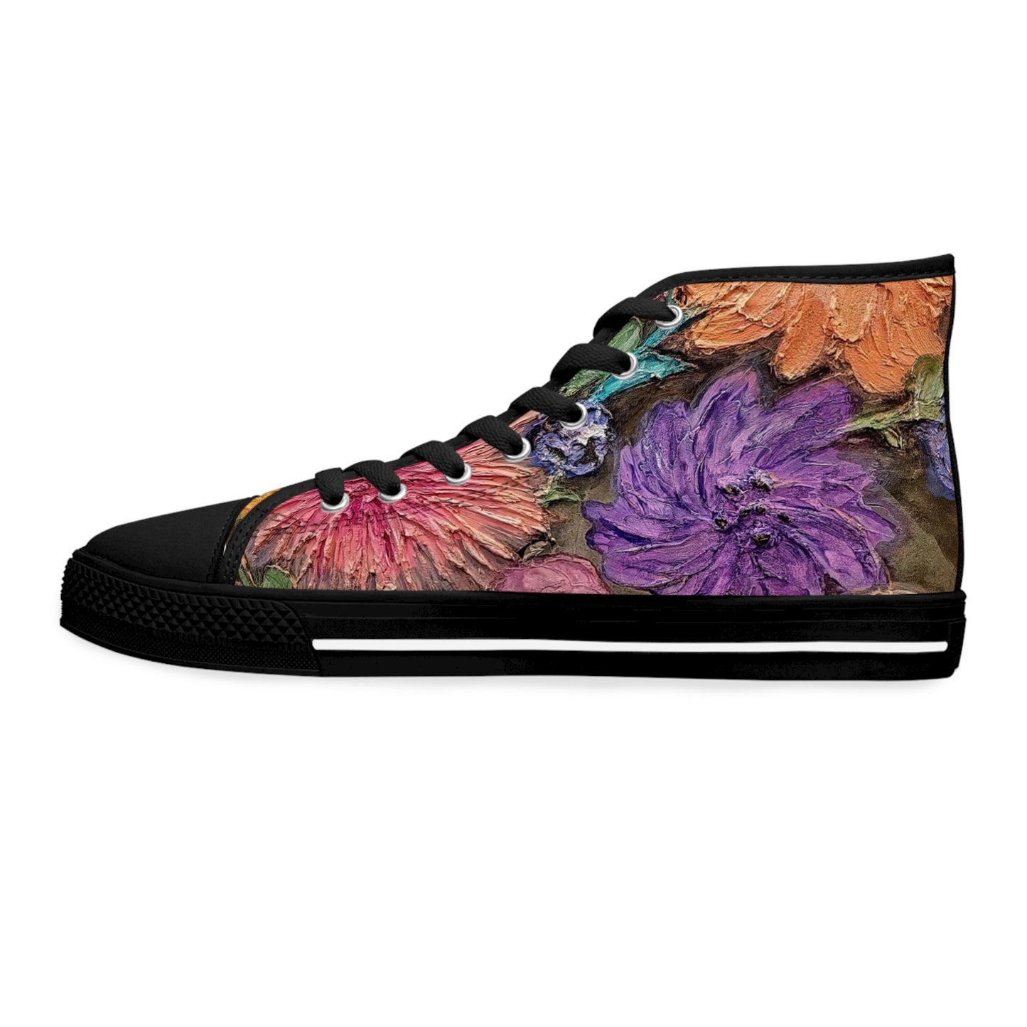 Flower Unisex High Top Sneakers Closed Toe Casual Walking Fashion Shoes