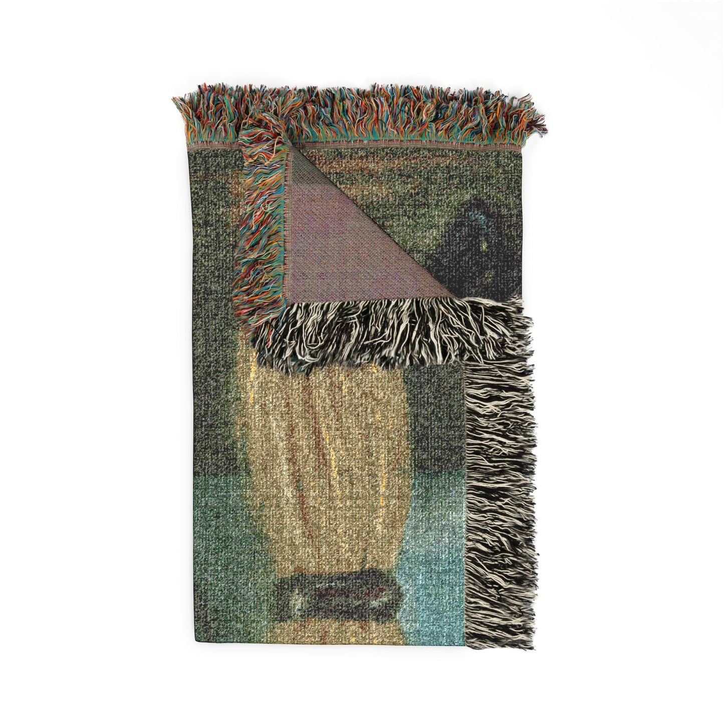 Witch Feet & Broom Woven Blanket — Halloween Boho Throw