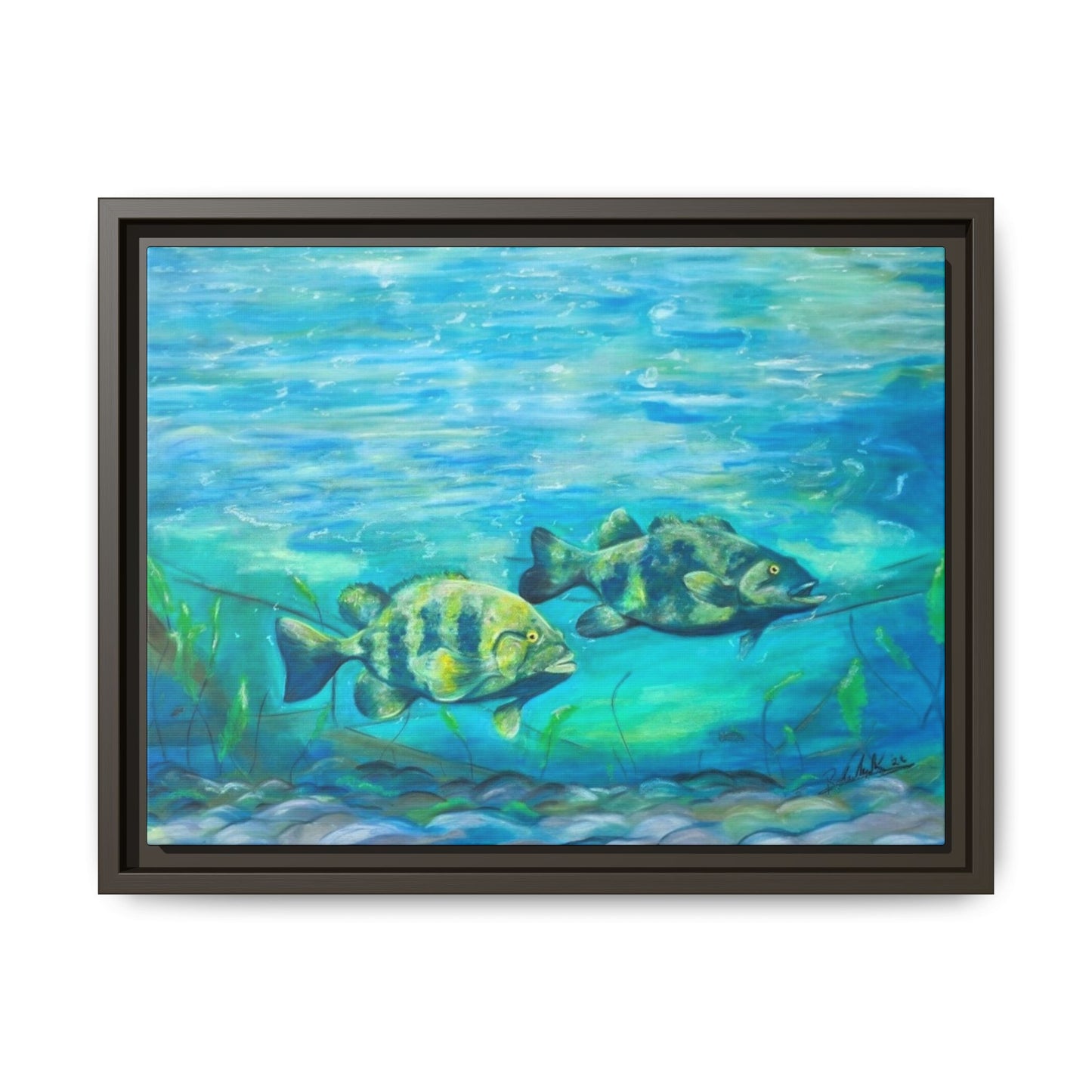 Framed Matte Canvas - Underwater Fish Scene