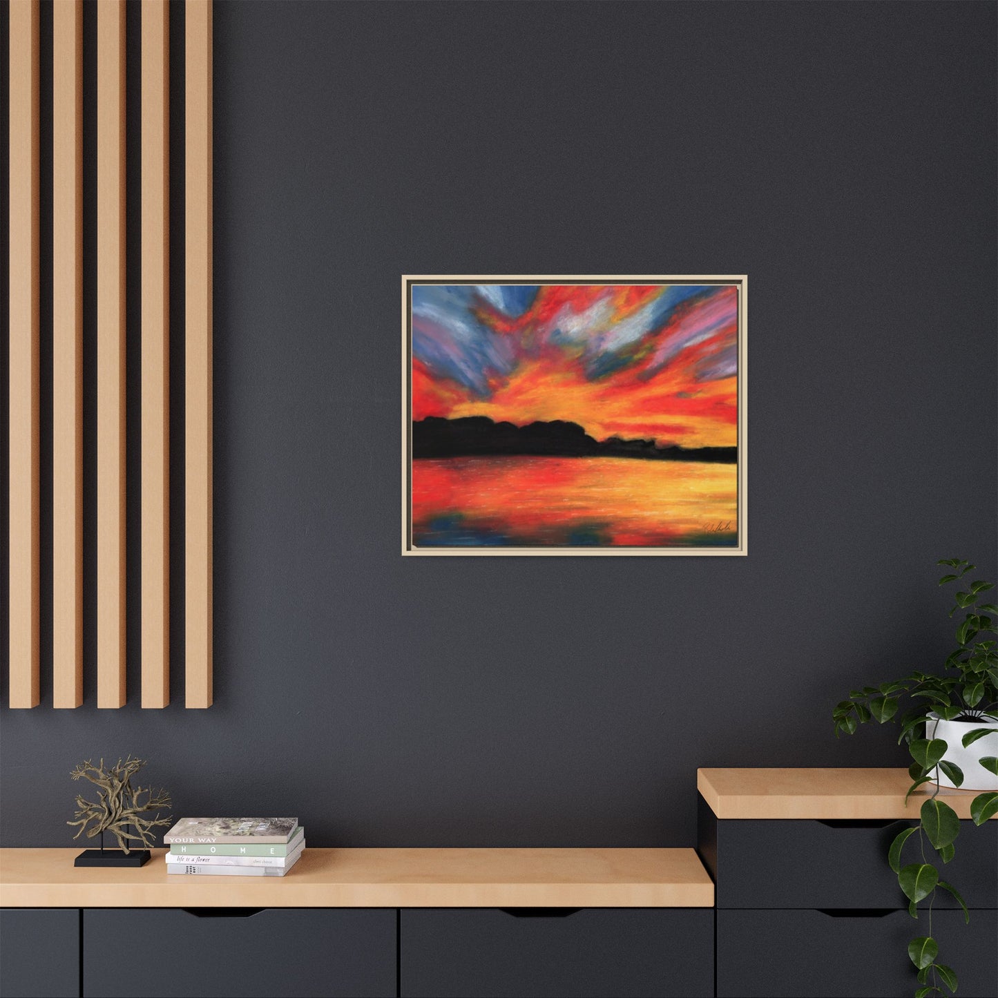 Sunset Over The Lake Framed Wall Art