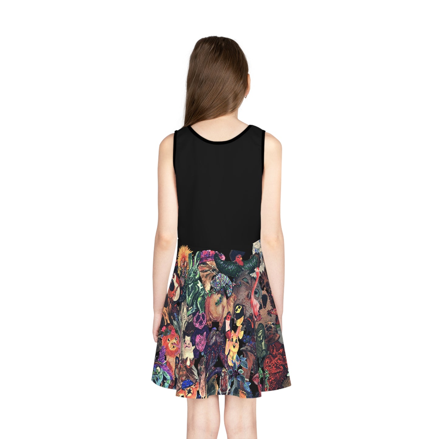 Faded Animal Mashup Kids Skater Dress (AOP)