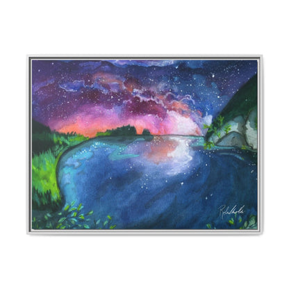 Watercolor Sunset Lake Framed Wall Art