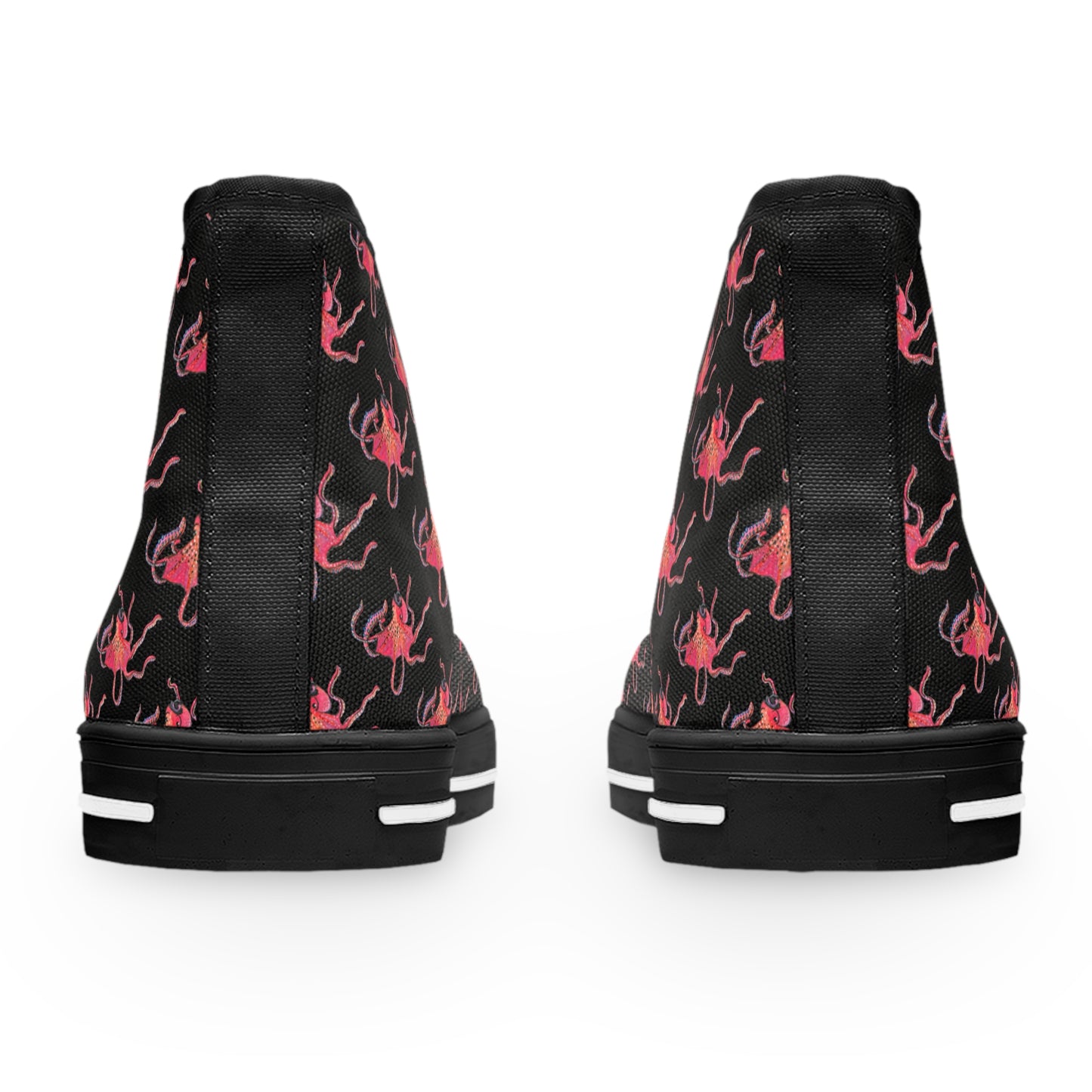 High Top Sneakers — Red Octopus Pattern Women’s Canvas Shoes