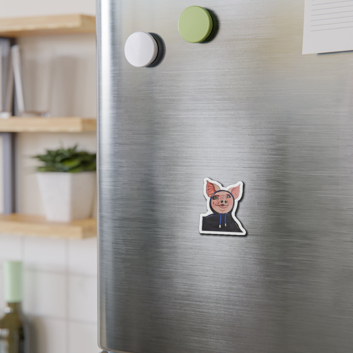 Hoodie Pig Die-Cut Magnets  Custom Shape, 5 Sizes, Vinyl Material for Outdoor Use, Flexible and Durable, Black Backing - Home Decor Refrigerator Magnets