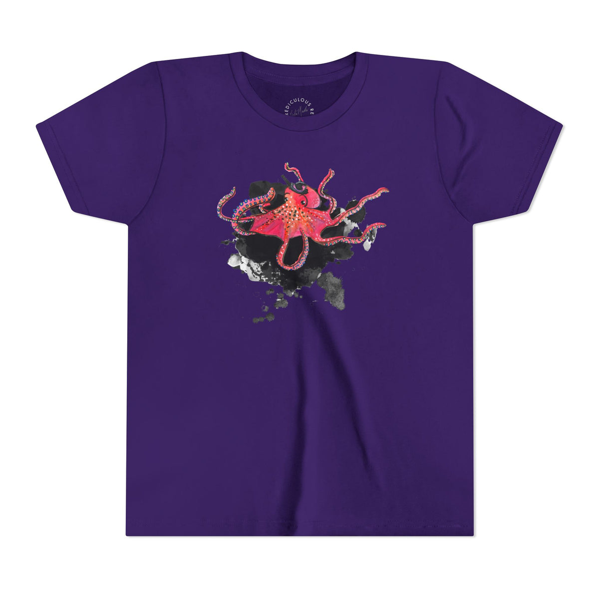 Youth Tee — Red Octopus Splash Graphic Shirt