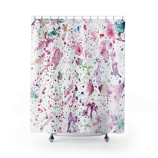 Bright Splashes Shower Curtain for Home Bathroom with Durable One-Sided Print and Waterproof Polyester Material