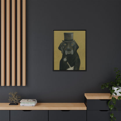 Black Lab Dog in Top Hat Framed Wall Art